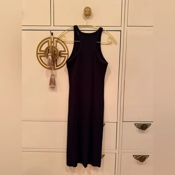 Zara Tank Dress Women S Black Ribbed Knit Round Neck Textured Bodycon Sleeveless - Picture 3 of 4